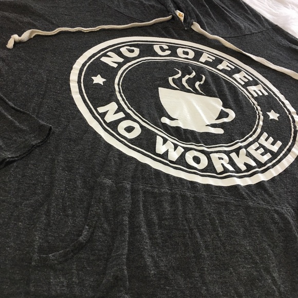 “NO COFFEE, NO WORKEE” Hooded Lightweight Pullover - Picture 1 of 2